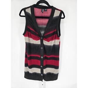 Weavers Women's Multicolor Striped Sleeveless Polyester Buttoned Vest Size XL